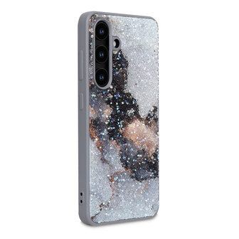 A56 - Grijs - Diamant Marmer Glitter Back Cover