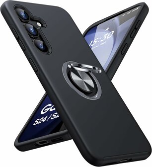 Samsung S25 &amp;amp; S24 - Kickstand Ring Case - Zwart