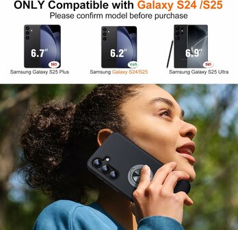 Samsung S25 &amp;amp; S24 - Kickstand Ring Case - Zwart