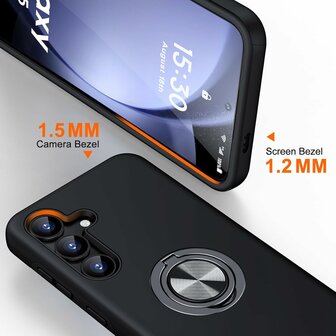 Samsung S25 &amp;amp; S24 - Kickstand Ring Case - Zwart