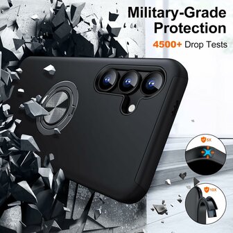 Samsung S25 &amp;amp; S24 - Kickstand Ring Case - Zwart