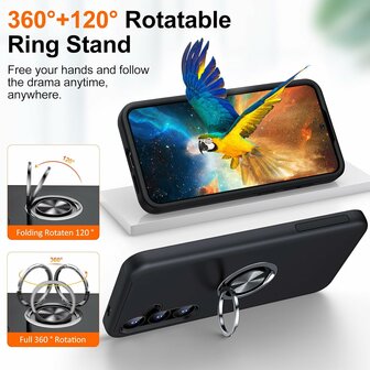 Samsung S25 &amp;amp; S24 - Kickstand Ring Case - Zwart