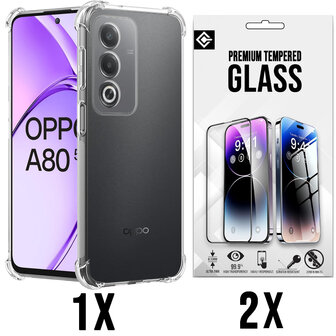 Oppo A80 - Anti Shock &amp;amp; 2X Glas - Transparant