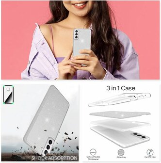 Samsung S21 FE - Glitter Back Cover - Zilver