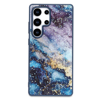 Samsung S23 Ultra - Diamant Marmer Glitter - Blauw