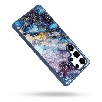 Samsung S23 Ultra - Diamant Marmer Glitter - Blauw