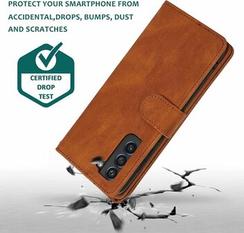 Samsung S22 Plus Bruin - Book Case met Rits &amp;amp; Extra Vakken