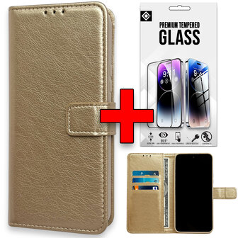 Samsung S25 Ultra - Goud - Book Case &amp;amp; Glas
