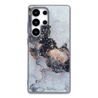 Samsung S23 Ultra - Diamant Marmer Glitter - Grijs