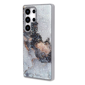 Samsung S23 Ultra - Diamant Marmer Glitter - Grijs