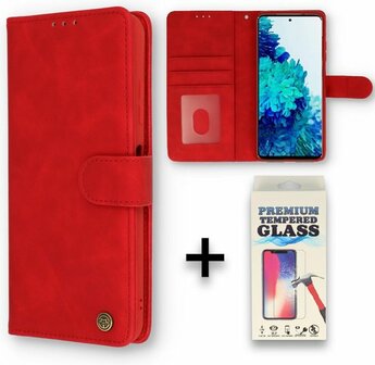 Samsung S21 FE Crimson Red &amp;amp; Glas - Book Case