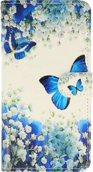 S21 FE - Book Case - Blauwe Vlinder &amp;amp; Glas