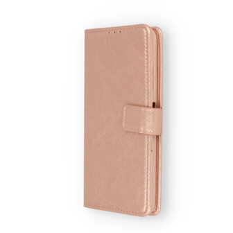 Oppo A17 - Book Case &amp;amp; Glas - Rosegoud