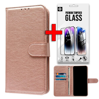 Samsung S25 Plus - Rosegoud - Book Case &amp;amp; Glas