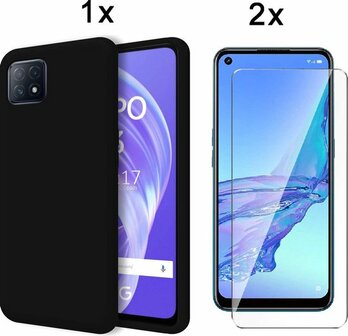 Oppo A73 5G - Back Cover &amp;amp; 2x Glas - Zwart