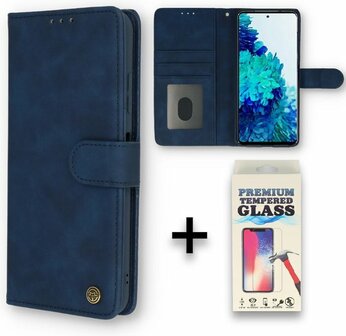 Samsung S21 FE Navy Blue &amp;amp; Glas - Book Case