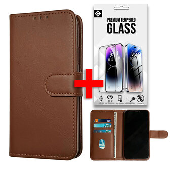 Oppo A78 4G - Book Case &amp;amp; Glas - Bruin