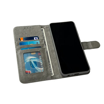 Samsung S25 Ultra - Grijs - HQ Book Case &amp;amp; Glas