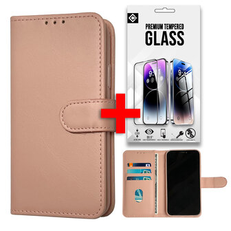 Oppo A78 4G - Book Case &amp;amp; Glas - Roze