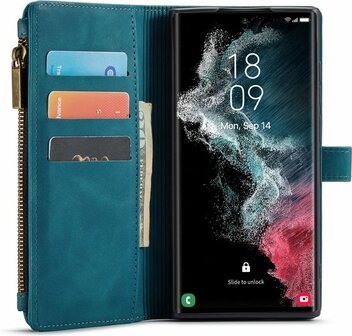 Samsung S22 Ultra Emerald Green - Book Case met Rits