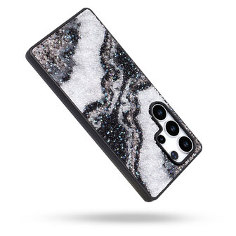 Samsung S22 Ultra - Diamant Marmer Glitter - Zwart
