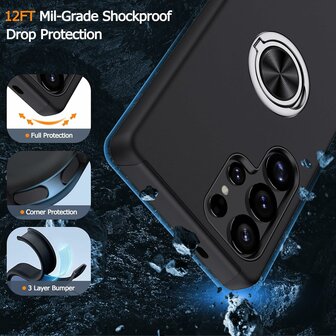 Samsung S25 Ultra - Kickstand Ring Case - Zwart