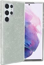 Samsung S22 Ultra - Glitter Back Cover - Zilver