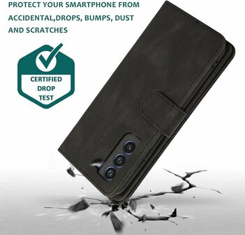 Samsung S22 Plus Zwart - Book Case met Rits &amp;amp; Extra Vakken