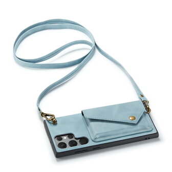 Samsung S22 Ultra Aqua Blue - Back Cover met Koord