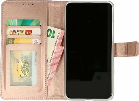 Oppo A73 5G - Book Case &amp;amp; Glas - Rosegoud