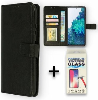 S22 Plus - Book Case &amp;amp; Glas - Zwart