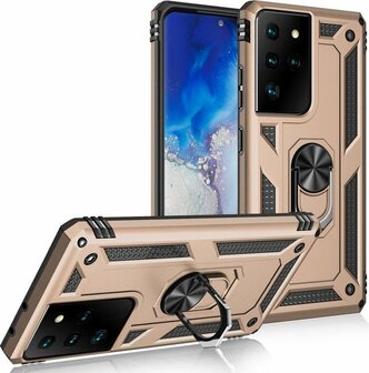 Samsung S21 Ultra Goud - Armor met Kickstand Ring