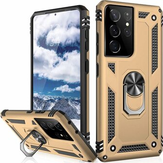 Samsung S22 Ultra Goud - Armor met Kickstand Ring