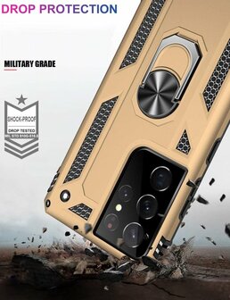 Samsung S22 Ultra Goud - Armor met Kickstand Ring