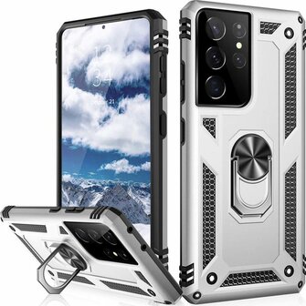 Samsung S22 Ultra Grijs - Armor met Kickstand Ring