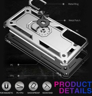 Samsung S21 FE Grijs - Armor met Kickstand Ring