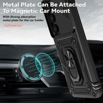 Samsung S25 Zwart - Kickstand Ring met Camera Bescherming &amp;amp; 2x Glas