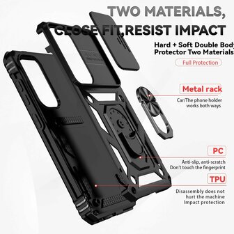 Samsung S25 Zwart - Kickstand Ring met Camera Bescherming &amp;amp; 2x Glas