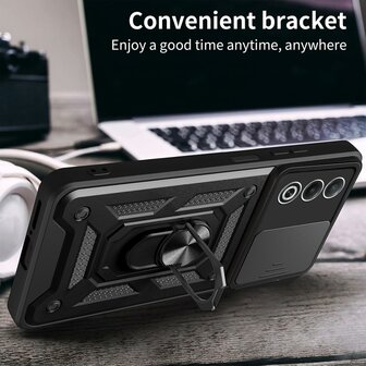 Oppo A80 - Armor Kickstand &amp;amp; Camera Bescherming  - Zwart &amp;amp; 2x Glas