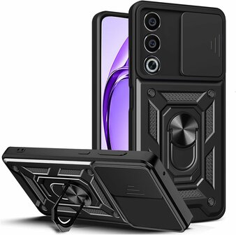 Oppo A80 - Armor Kickstand &amp;amp; Camera Bescherming  - Zwart &amp;amp; 2x Glas