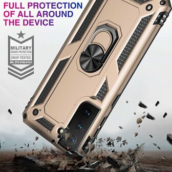 Samsung S21 FE Goud - Armor met Kickstand Ring