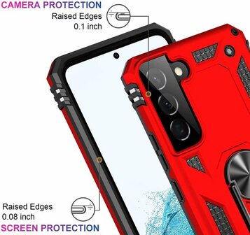 Samsung S22 Rood - Armor met Kickstand Ring