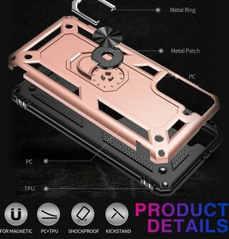 Samsung S21 FE Ros&eacute;goud - Armor met Kickstand Ring