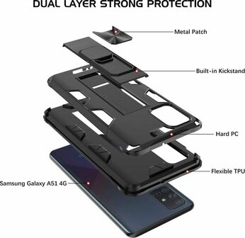 Samsung A51 Zwart - Magnetic Kickstand Armor Case