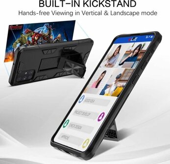Samsung A51 Zwart - Magnetic Kickstand Armor Case