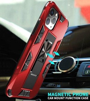 iPhone 12 Pro Max Rood - Magnetic Kickstand Armor Case
