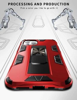 iPhone 12 Pro Max Rood - Magnetic Kickstand Armor Case