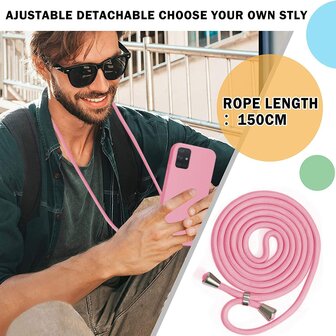 Samsung A51 Roze - TPU Back Cover met Koord