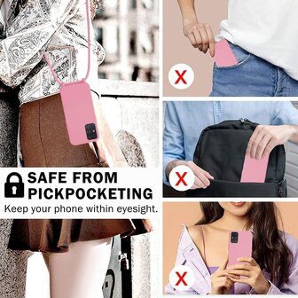 Samsung A51 Roze - TPU Back Cover met Koord