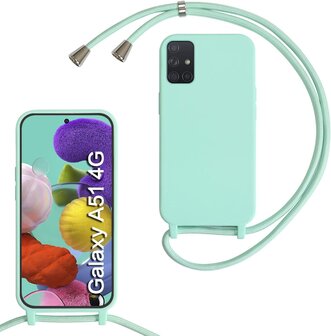 Samsung A51 Turquoise - TPU Back Cover met Koord